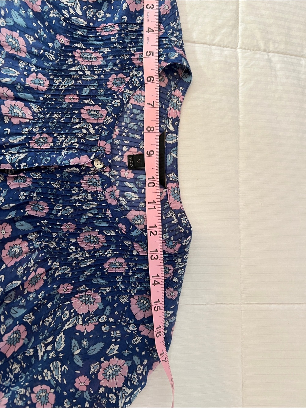 J. Crew Navy Floral Peasant Blouse with Pink Flowers - Picture 6 of 7